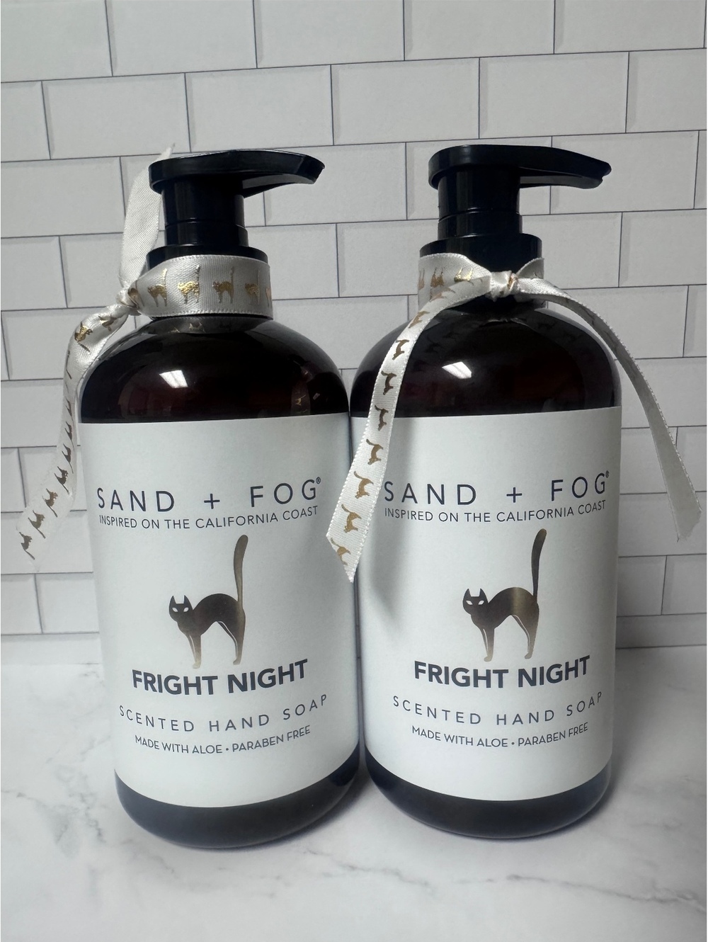 Sand + Fog Fright Night Scented Hand Soap 20 oz Halloween Black Cat Set of 2